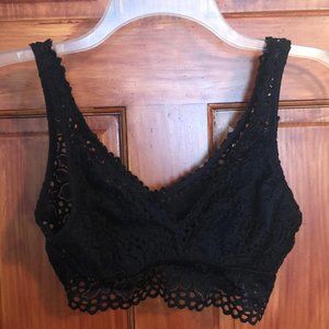 Black floral lace bralette Aerie size Small